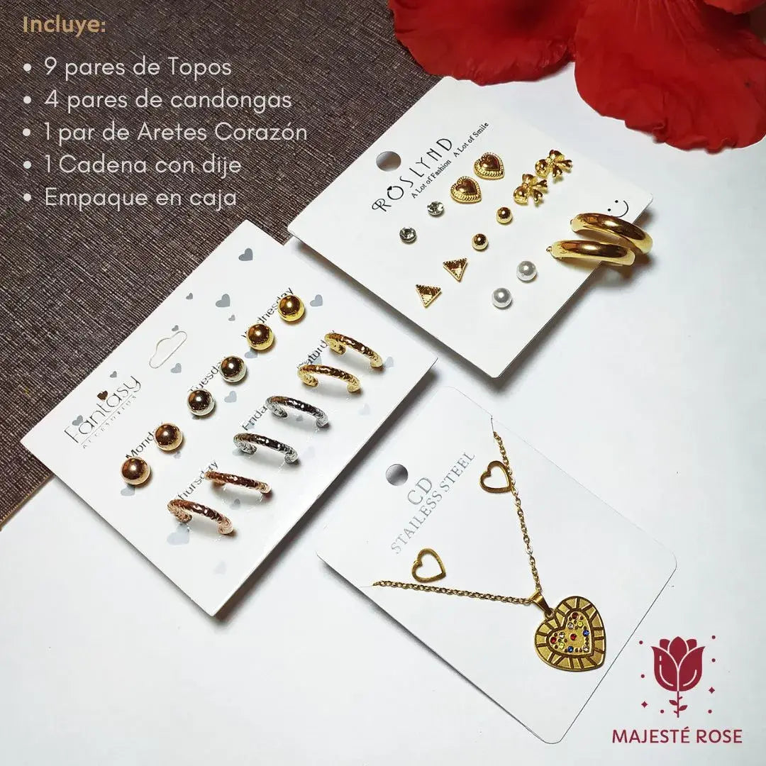 SET DE ACCESORIOS ELEGANTES para regalar en Amor y amistad