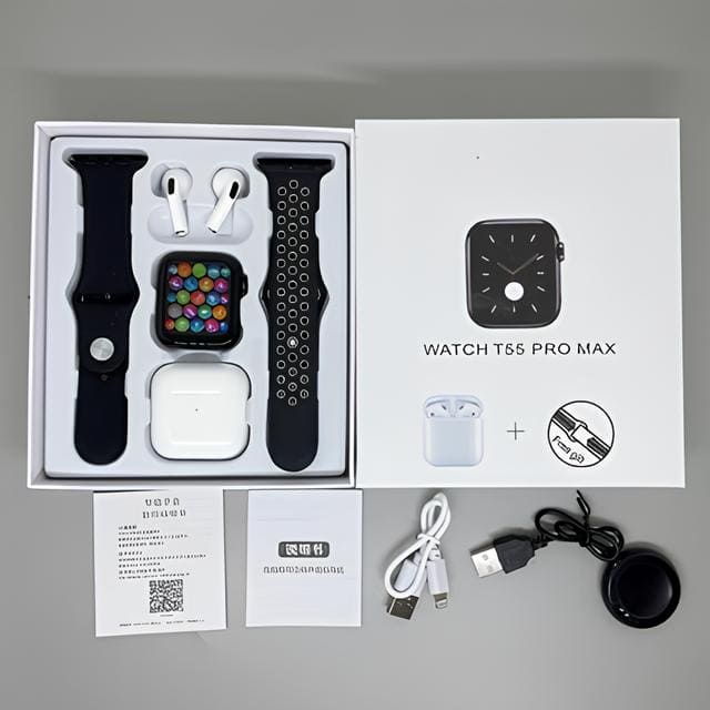 Reloj inteligente T55 Pro Max + Audífonos inalámbricos