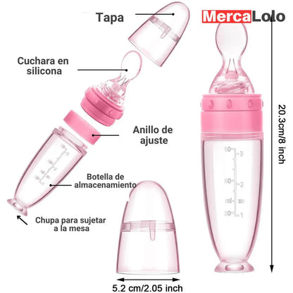 Baby spoon™ PROMO 2X1  Cuchara en silicona con botella para bebés
