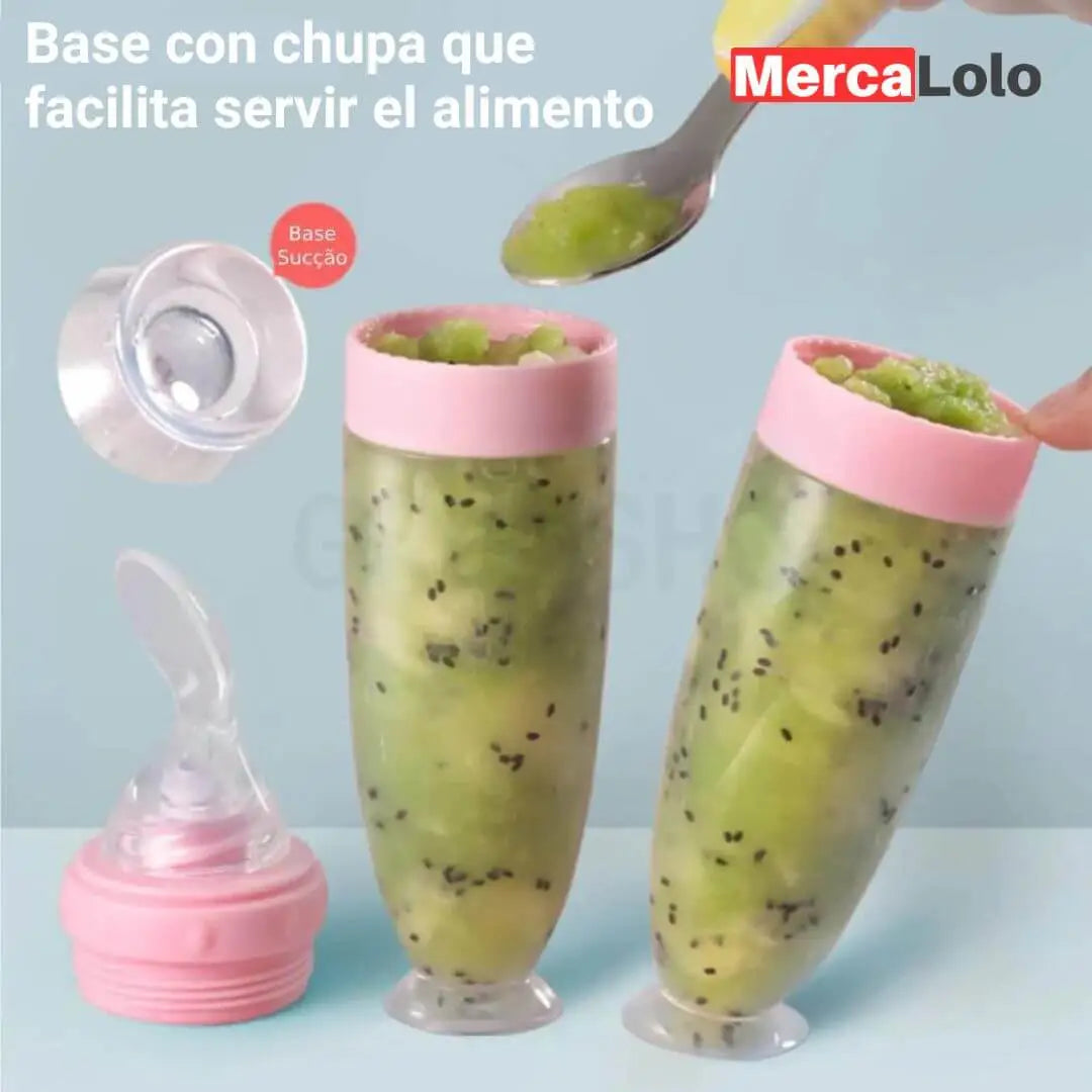 Baby spoon™ PROMO 2X1  Cuchara en silicona con botella para bebés