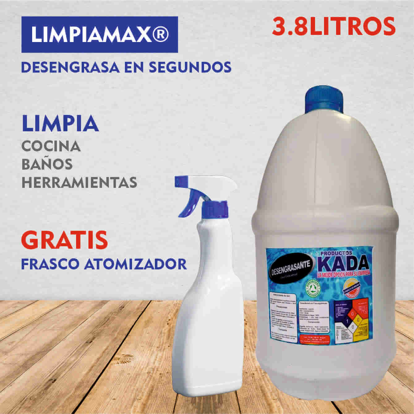 Desengrasante profesional Multiusos LIMPIAMAX® Gratis atomizador