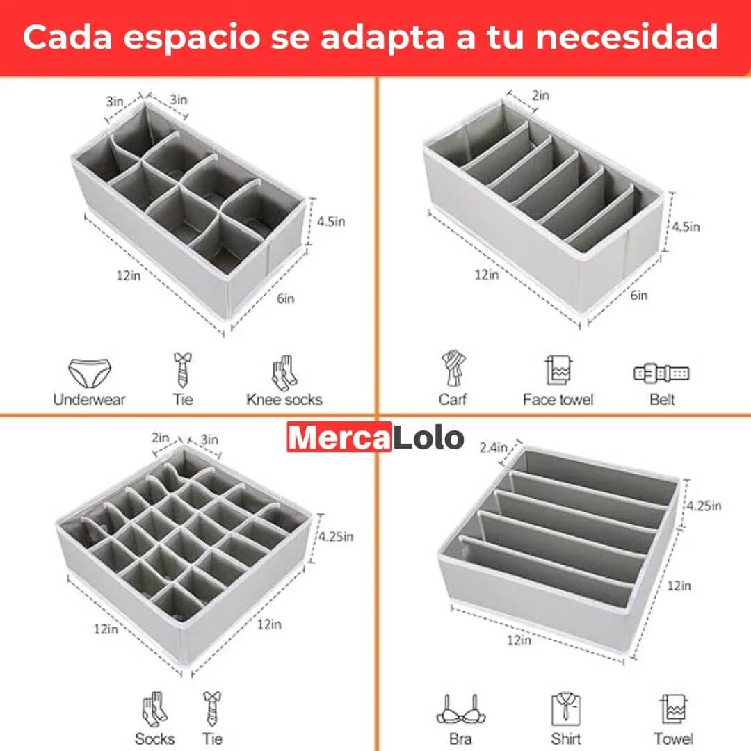 ORDENA FÁCIL® Set x 4 Organizador de ropa interior y medias