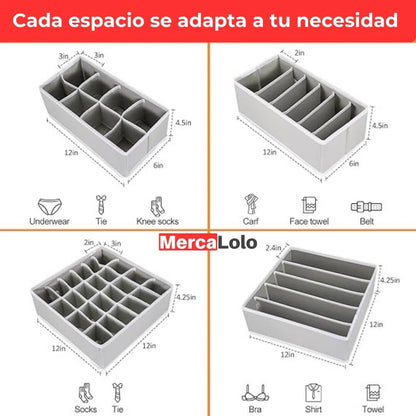ORDENA FÁCIL® Set x 4 Organizador de ropa interior y medias