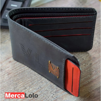 BILLETERA EN CUERO CON PORTA DOCUMENTOS EXTRAÍBLE + LLAVERO EN CUERO