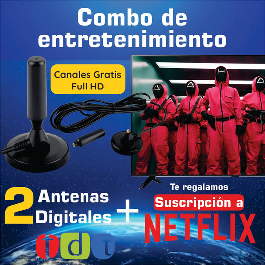 2 Antenas Digitales TDT Canales Gratis Full HD 2025 + Suscripción a Netflix ✔