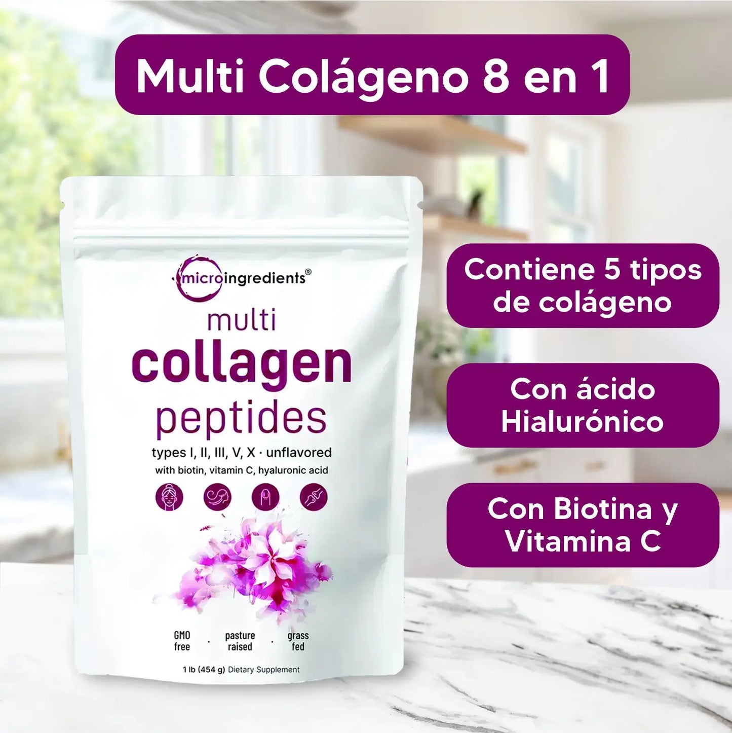 Multi Colágeno 8 en 1 | Repara tu cabello y uñas en 3 semanas | PAGA 1 LLEVA 2