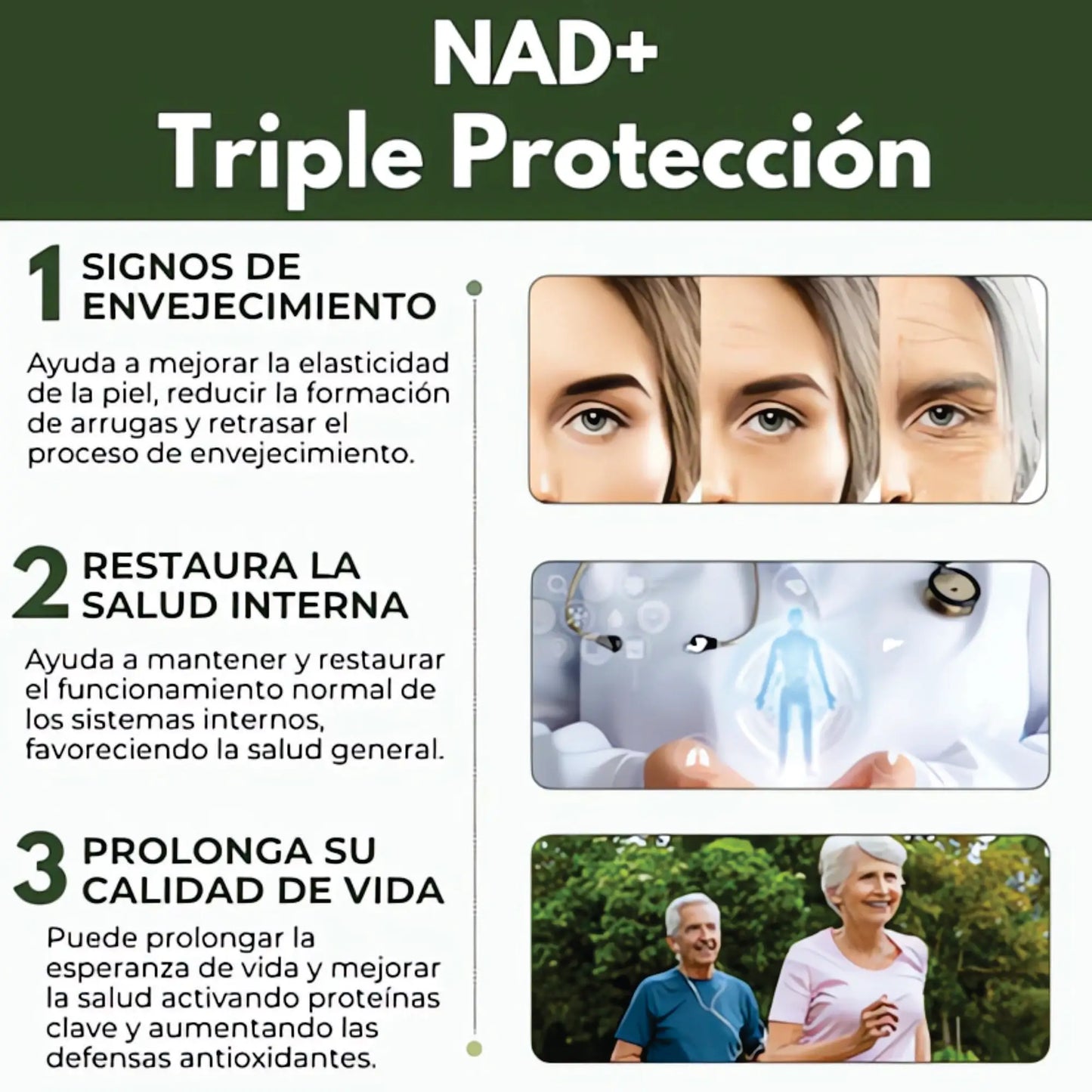 NAD+| Cápsulas de Reparación Celular, Antienvejecimiento y Energía Extra | 80 Caps + Regalo 🎁