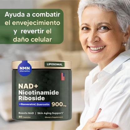 NAD+| Cápsulas de Reparación Celular, Antienvejecimiento y Energía Extra | 80 Caps + Regalo 🎁