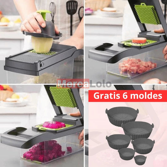 VEGGIE MASTER® Cortador de verduras 12 EN 1 - Gratis 6 moldes para Air Fryer